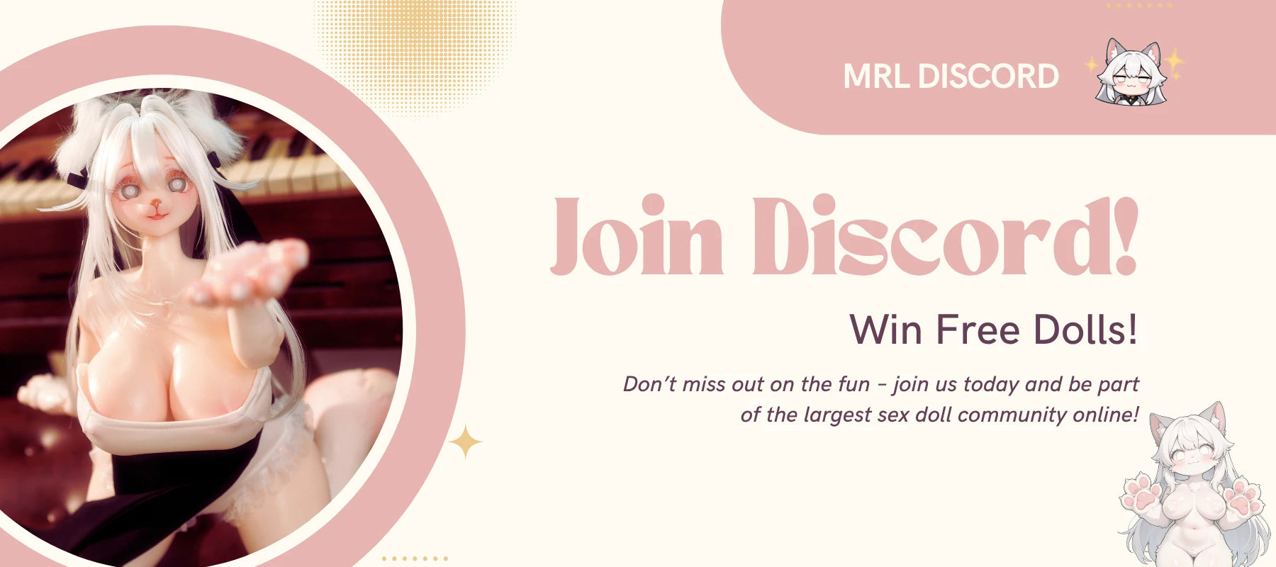 Promotional banner to join the MRL Discord server for a chance to win free dolls