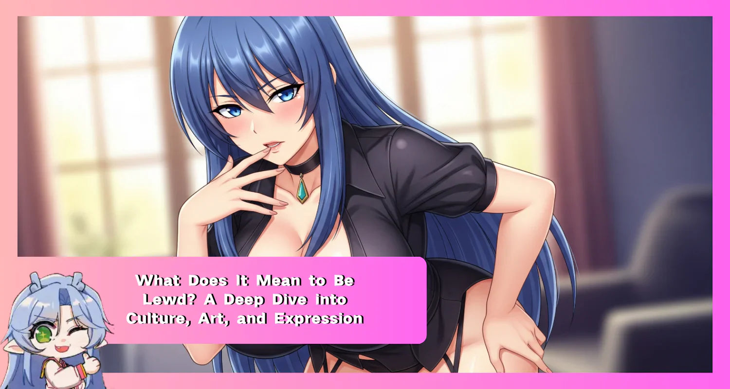 Image of Cover art for an article exploring 'what it means to be lewd,' featuring a provocative anime illustration of a blue-haired woman.