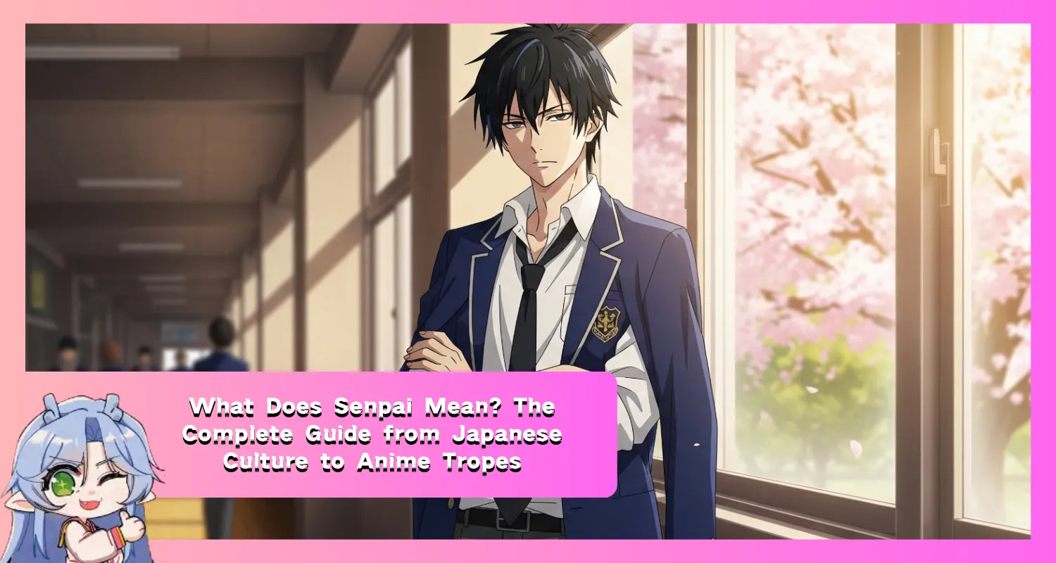 Image of A confident male senpai student in a Japanese school hallway, symbolizing the senpai concept in culture and anime.