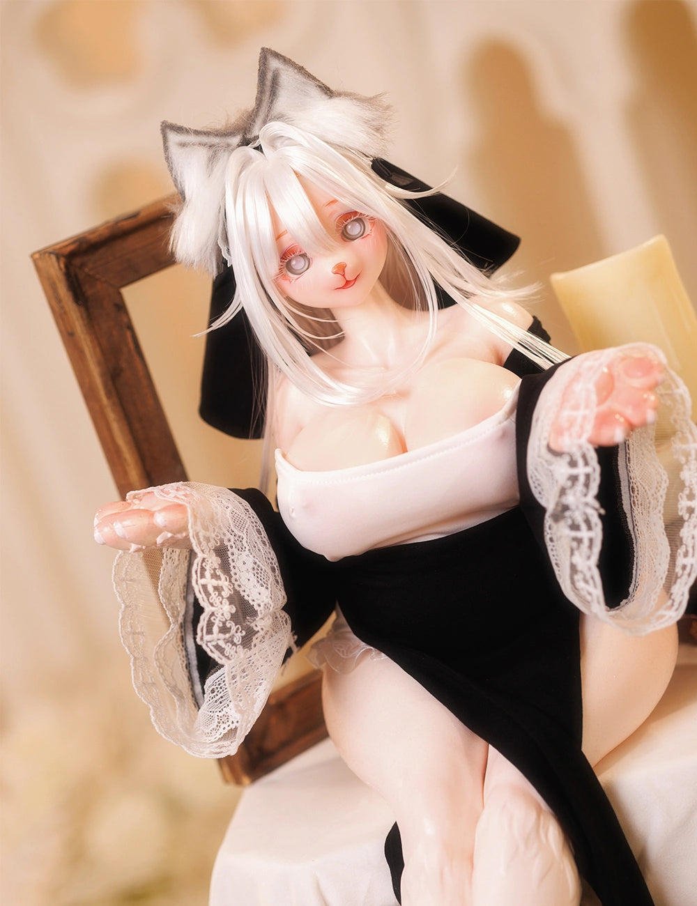 Image of Playful neko embodying furry hentai fantasy, a devoted companion.