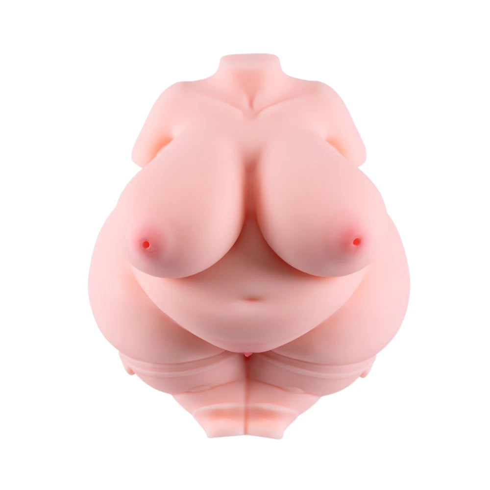 Image of Front view of the Betty BBW sex doll torso, showcasing its large breasts and soft belly.