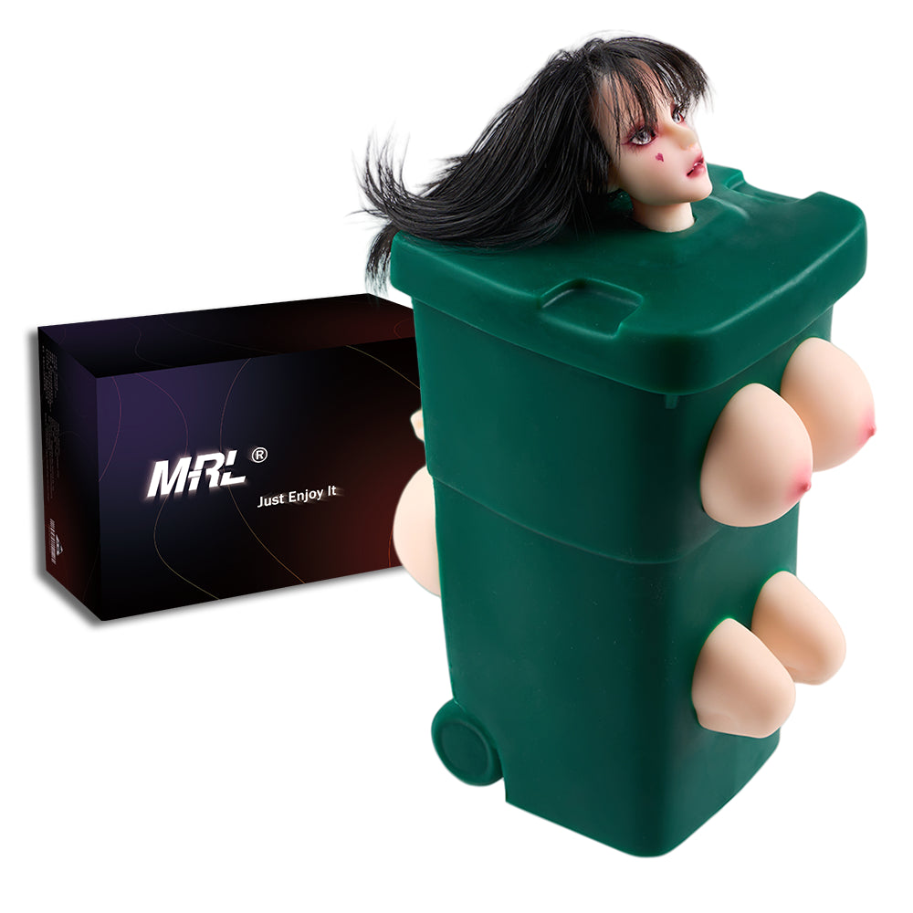 Image of The 2.0 Chica anime sex doll, a freeuse hentai figure and masturbator shaped like a trash can.