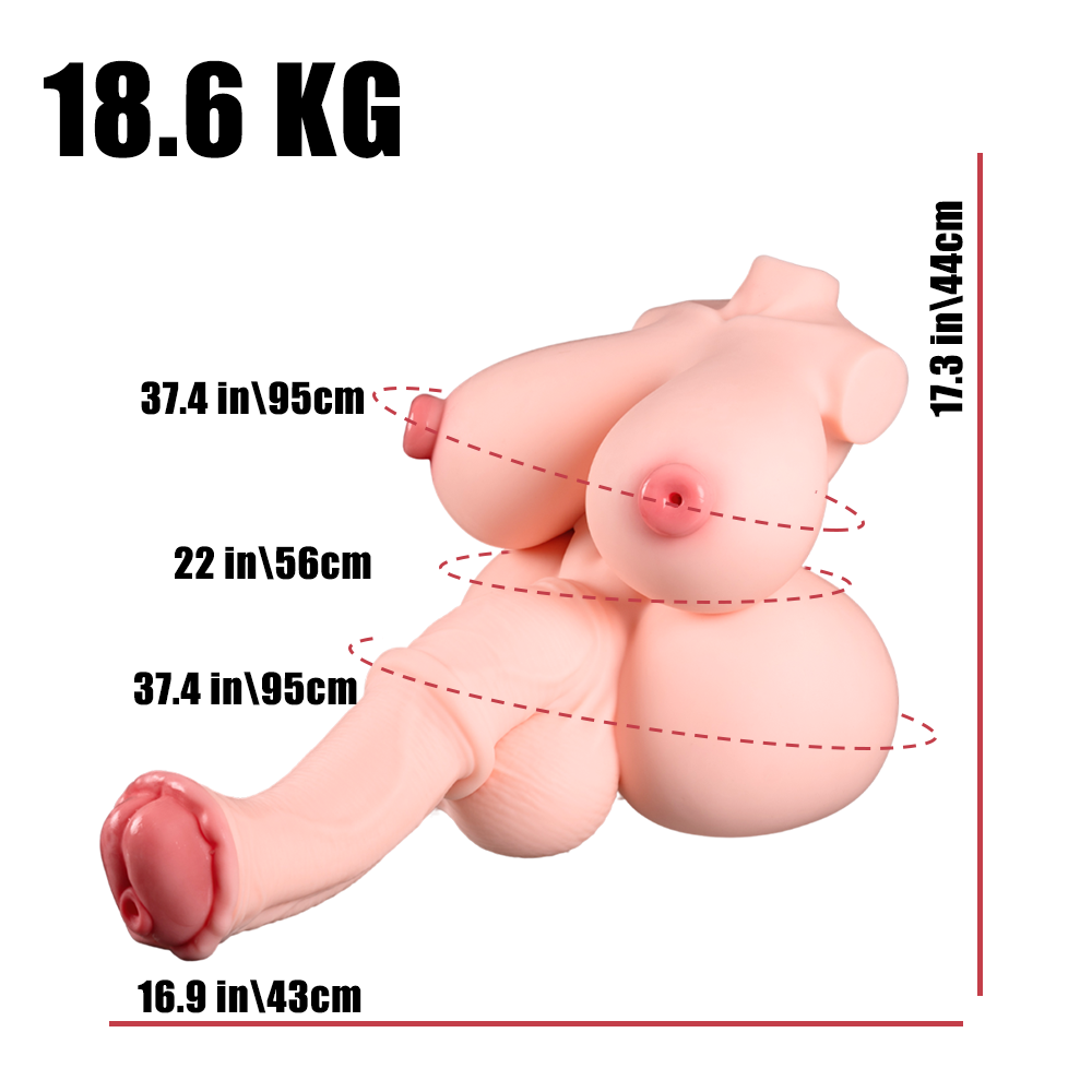 Image of Amber: Big Futa Hentai Torso Sex Doll 41LB Horse Penis