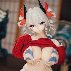 Image of Cute Red Sweater Striped Bikini Hentai Figure Clothes (For #2,3 Body)