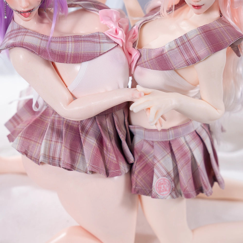 Image of Mini Sex Doll Clothes JK Uniform Pink MiniSkirt (For #2,3,5,6,7,8,9 Body)